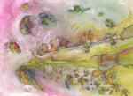 Water media painting, Two Women Dancing by Christine Alfery