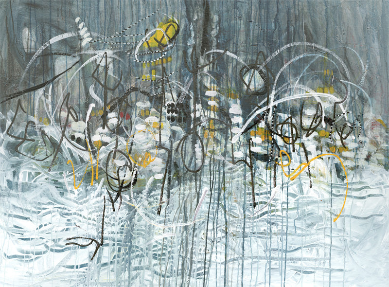 Water media painting, Where the Rain and Water Meet by Christine Alfery