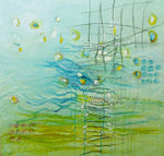 Water media painting, Where Water and Horizon Meet by Christine Alfery