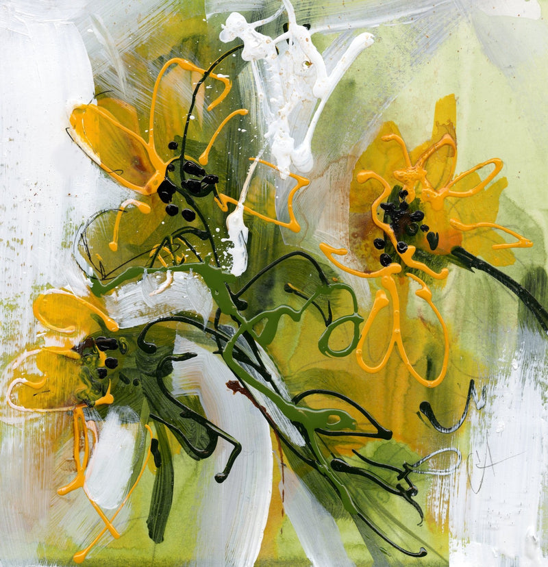 Water media painting, Yellow Daisies by Christine Alfery