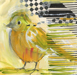 Watermedia painting, Yellow Finch III by Christine Alfery