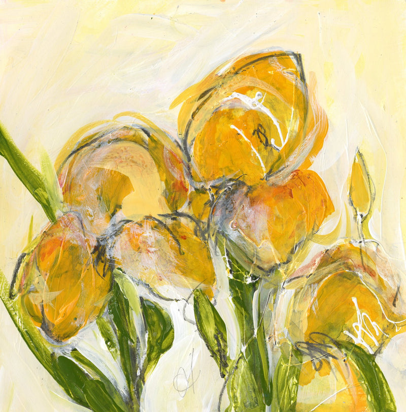 Water media painting, Yellow Iris by Christine Alfery